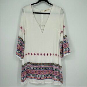 Lemon Embroidery v-neck Dress made in USA